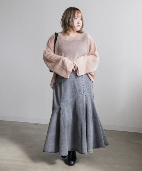 CLETTE(クレット)の「モヘアシアーニット(ニット/セーター・レディース・アイボリー/ピンクベージュ/チャコールグレー・LL/3L/4L)」の20枚目の写真