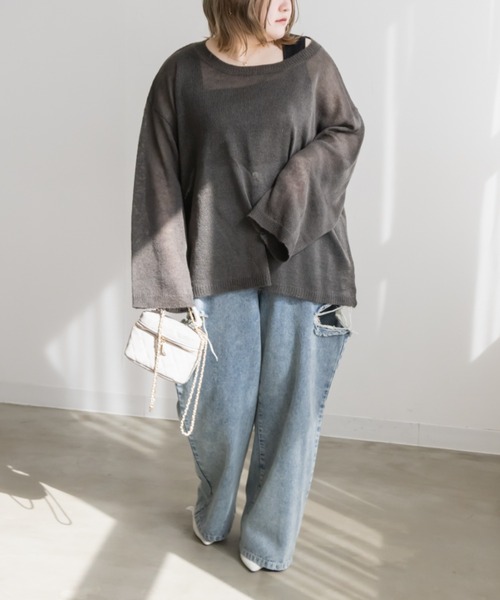 CLETTE(クレット)の「モヘアシアーニット(ニット/セーター・レディース・アイボリー/ピンクベージュ/チャコールグレー・LL/3L/4L)」の10枚目の写真