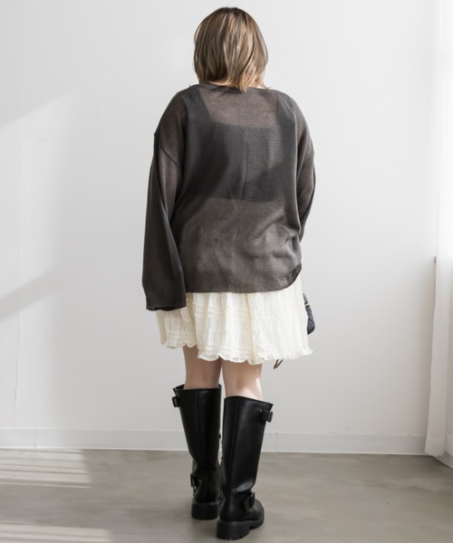 CLETTE(クレット)の「モヘアシアーニット(ニット/セーター・レディース・アイボリー/ピンクベージュ/チャコールグレー・LL/3L/4L)」の8枚目の写真