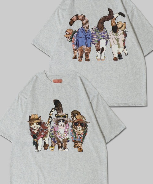 SITRY（シトリー）の「2026SS新柄追加 Cat Print T-Shirt/猫 アニマル プリント オーバーサイズ 半袖Tシャツ レディース メンズ（Tシャツ/カットソー・メンズ・グレー系その他2/ブラック系その他2/ホワイト/ブラック/ホワイト系その他2/ベージュ系その他2/ベージュ系その他/グレー系その他/ホワイト系その他/オートミール/ブラック系その他/チャコール/ブルー/ダークグリーン/ベージュ系その他3/ブラック系その他3/ピンク/ホワイト系その他3/ミント/グレー系その他3・LL/L/M）」の14枚目の写真