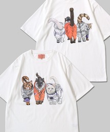 2026SS新柄追加 Cat Print T-Shirt/猫 アニマル プリント オーバーサイズ 半袖Tシャツ レディース メンズ
