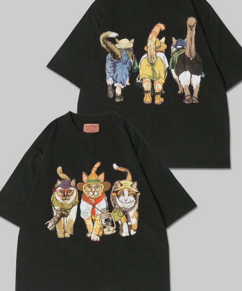 セール】Cat Print T-Shirt/猫 アニマル プリント オーバー