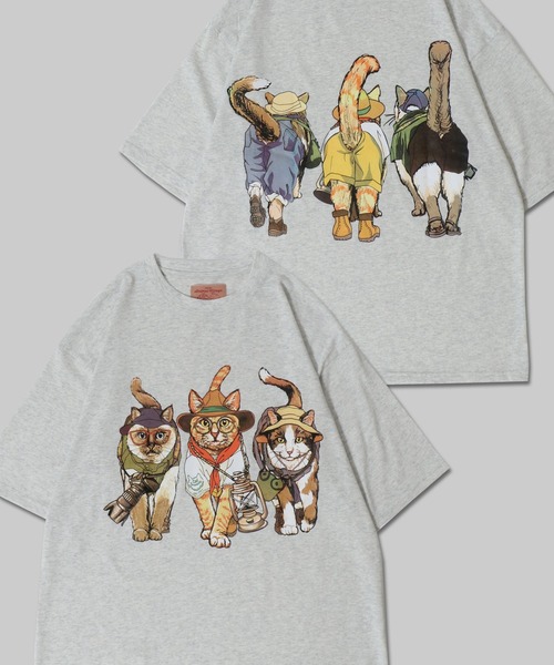 SITRY（シトリー）の「2026SS新柄追加 Cat Print T-Shirt/猫 アニマル プリント オーバーサイズ 半袖Tシャツ レディース メンズ（Tシャツ/カットソー・メンズ・グレー系その他2/ブラック系その他2/ホワイト/ブラック/ホワイト系その他2/ベージュ系その他2/ベージュ系その他/グレー系その他/ホワイト系その他/オートミール/ブラック系その他/チャコール/ブルー/ダークグリーン/ベージュ系その他3/ブラック系その他3/ピンク/ホワイト系その他3/ミント/グレー系その他3・LL/L/M）」の15枚目の写真