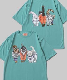 2026SS新柄追加 Cat Print T-Shirt/猫 アニマル プリント オーバーサイズ 半袖Tシャツ レディース メンズ