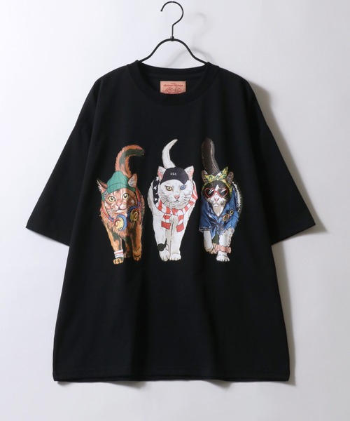 SITRY（シトリー）の「2026SS新柄追加 Cat Print T-Shirt/猫 アニマル プリント オーバーサイズ 半袖Tシャツ レディース メンズ（Tシャツ/カットソー・メンズ・グレー系その他2/ブラック系その他2/ホワイト/ブラック/ホワイト系その他2/ベージュ系その他2/ベージュ系その他/グレー系その他/ホワイト系その他/オートミール/ブラック系その他/チャコール/ブルー/ダークグリーン/ベージュ系その他3/ブラック系その他3/ピンク/ホワイト系その他3/ミント/グレー系その他3・LL/L/M）」の22枚目の写真