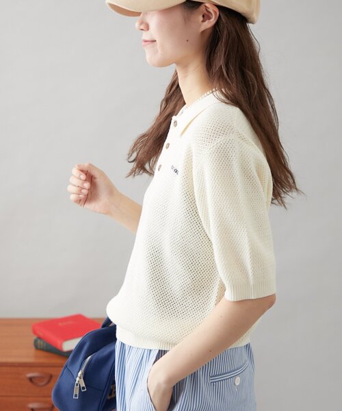GEVACO(ゲバコ)の「【GEVACO】半袖ニットポロシャツ(ニット/セーター・レディース・アイボリー/ネイビー/レッド・SMALL/MEDIUM/LARGE)」の8枚目の写真