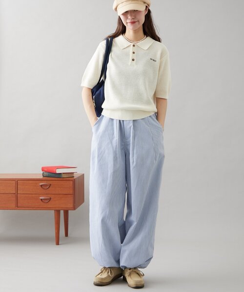 GEVACO(ゲバコ)の「【GEVACO】半袖ニットポロシャツ(ニット/セーター・レディース・アイボリー/ネイビー/レッド・SMALL/MEDIUM/LARGE)」の10枚目の写真