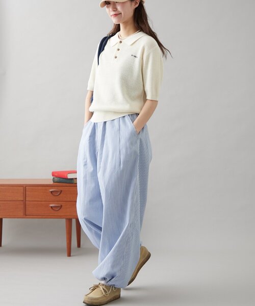 GEVACO(ゲバコ)の「【GEVACO】半袖ニットポロシャツ(ニット/セーター・レディース・アイボリー/ネイビー/レッド・SMALL/MEDIUM/LARGE)」の11枚目の写真