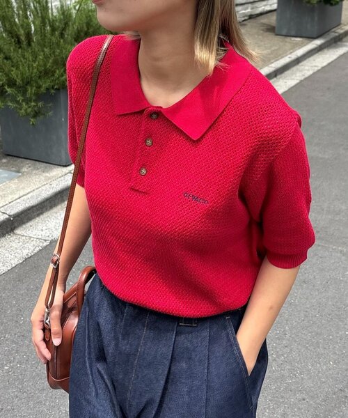 GEVACO(ゲバコ)の「【GEVACO】半袖ニットポロシャツ(ニット/セーター・レディース・アイボリー/ネイビー/レッド・SMALL/MEDIUM/LARGE)」の19枚目の写真