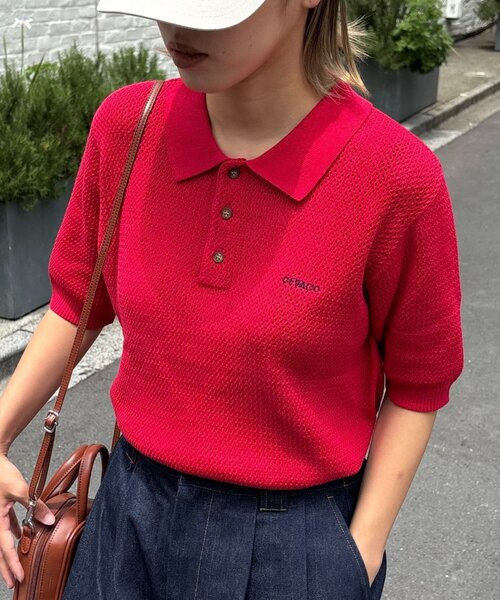 GEVACO(ゲバコ)の「【GEVACO】半袖ニットポロシャツ(ニット/セーター・レディース・アイボリー/ネイビー/レッド・SMALL/MEDIUM/LARGE)」の20枚目の写真