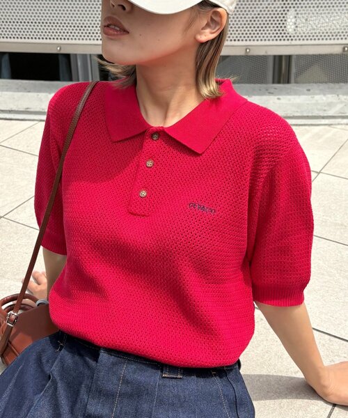 GEVACO(ゲバコ)の「【GEVACO】半袖ニットポロシャツ(ニット/セーター・レディース・アイボリー/ネイビー/レッド・SMALL/MEDIUM/LARGE)」の21枚目の写真