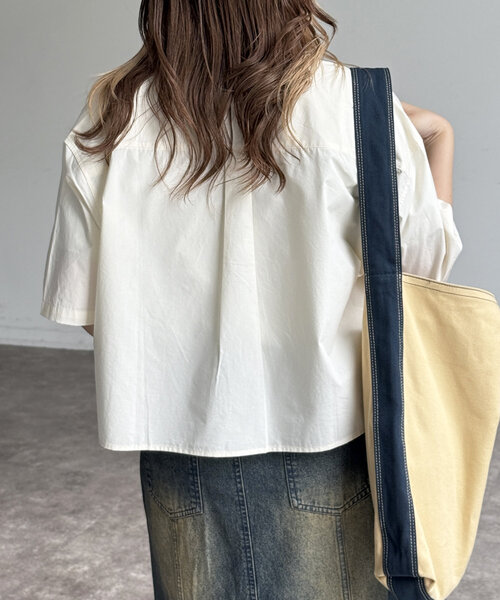 CPCM(シーピーシーエム)の「短丈シャツ(シャツ/ブラウス・レディース・サックスブルー/アイボリー/グリーン/ブラウン/チャコールグレー・FREE)」の8枚目の写真