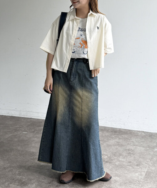 CPCM(シーピーシーエム)の「短丈シャツ(シャツ/ブラウス・レディース・サックスブルー/アイボリー/グリーン/ブラウン/チャコールグレー・FREE)」の10枚目の写真