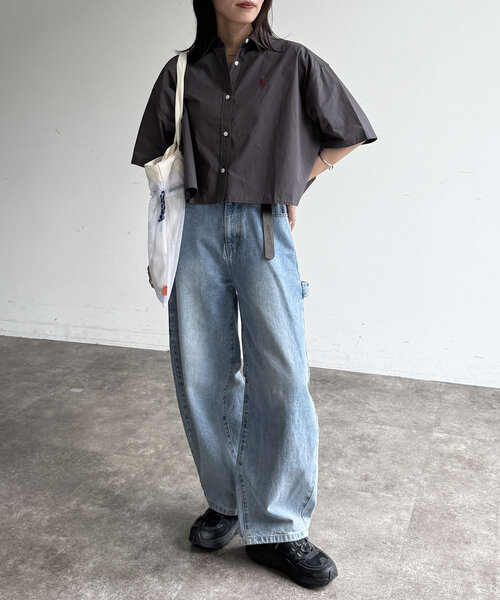 CPCM(シーピーシーエム)の「短丈シャツ(シャツ/ブラウス・レディース・サックスブルー/アイボリー/グリーン/ブラウン/チャコールグレー・FREE)」の16枚目の写真