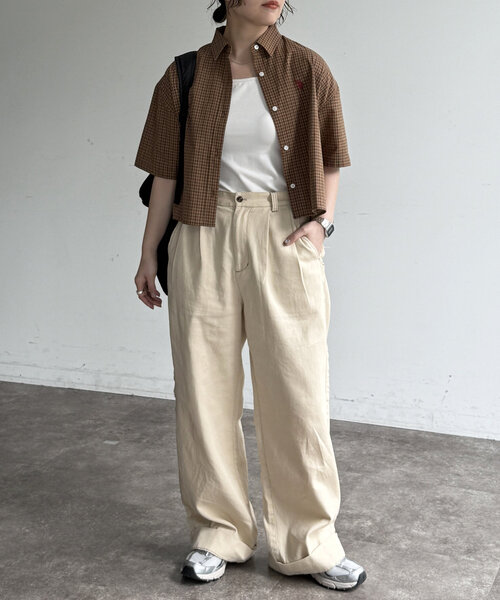 CPCM(シーピーシーエム)の「短丈シャツ(シャツ/ブラウス・レディース・サックスブルー/アイボリー/グリーン/ブラウン/チャコールグレー・FREE)」の22枚目の写真