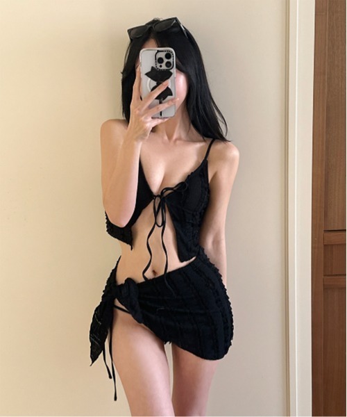 ビスチェラップスカート3-pieceビキニセット（水着）｜by muni:r