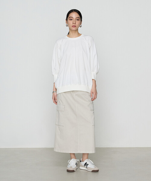 COMME CA（コムサ）の「80ozコットン逆目ツイル ロングスカート（スカート・レディース・ベージュ/グレイッシュベージュ・11号/9号）」の5枚目の写真