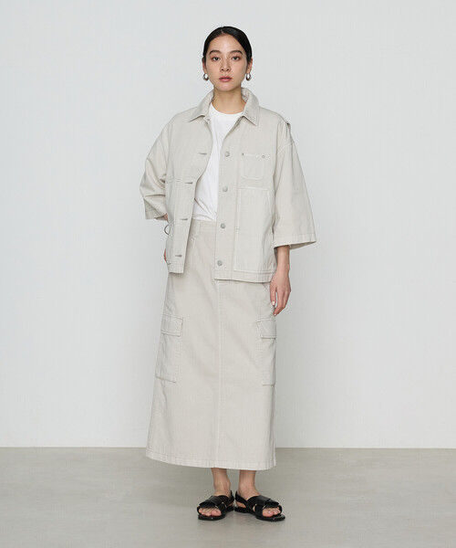 COMME CA（コムサ）の「80ozコットン逆目ツイル ロングスカート（スカート・レディース・ベージュ/グレイッシュベージュ・11号/9号）」の7枚目の写真