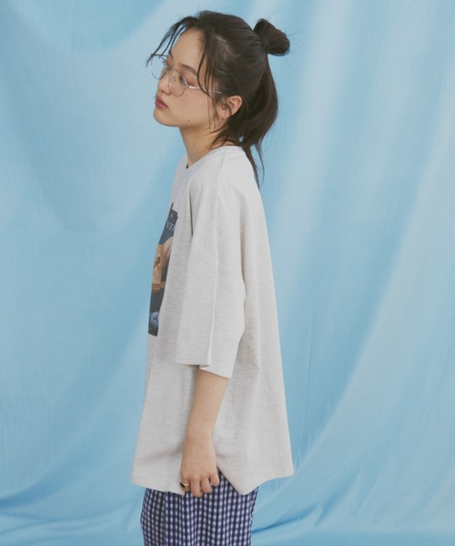 MERLOT（メルロー）の「宇宙ネコプリント BIG T（Tシャツ/カットソー・レディース・ホワイト/ライトグレー・FREE）」の9枚目の写真