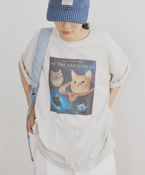 宇宙ネコプリント BIG T（Tシャツ/カットソー）｜MERLOT