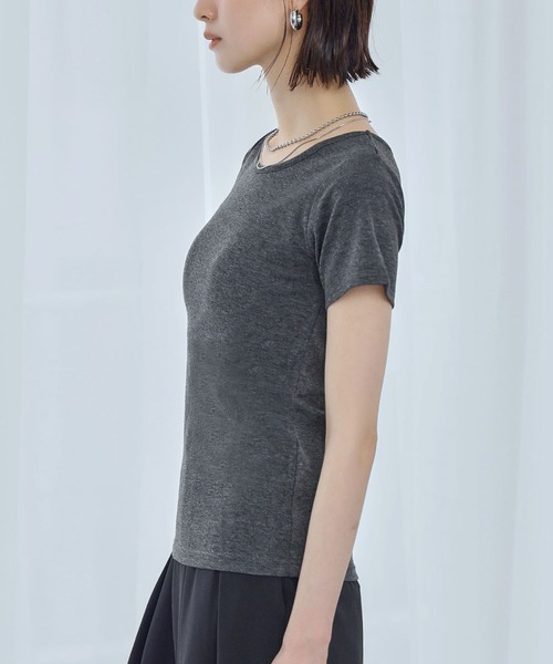 Ampirula(アンピルーラ)の「美ラインデイリーベーシックカップ付Tシャツ(Tシャツ/カットソー・レディース・グレー/ブラック/ホワイト・FREE)」の10枚目の写真