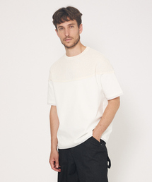 【ストレッチポンチ】ニット ドッキング Tシャツ