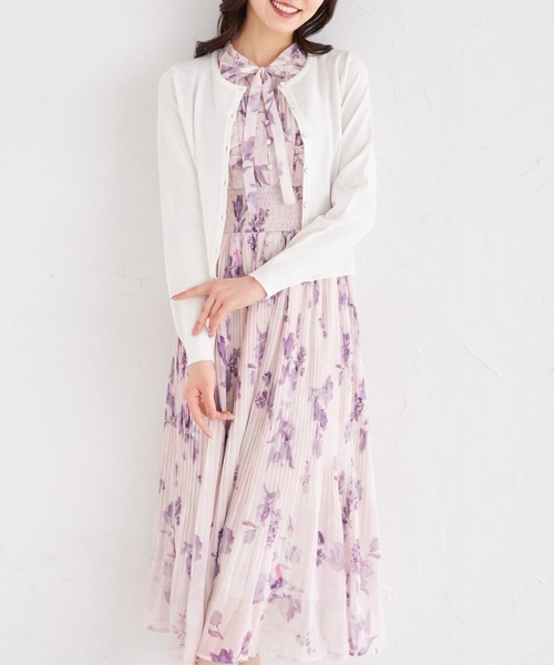 tocco closet(トッコ クローゼット)の「UVカット&接触冷感&ハンドウォッシュ♪超強撚フラワー釦カーディガン(カーディガン/ボレロ・レディース・ラベンダー/レモンイエロー/ネイビー/オフホワイト・M)」の6枚目の写真