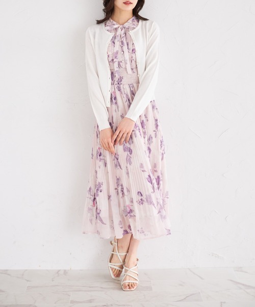 tocco closet(トッコ クローゼット)の「UVカット&接触冷感&ハンドウォッシュ♪超強撚フラワー釦カーディガン(カーディガン/ボレロ・レディース・ラベンダー/レモンイエロー/ネイビー/オフホワイト・M)」の5枚目の写真