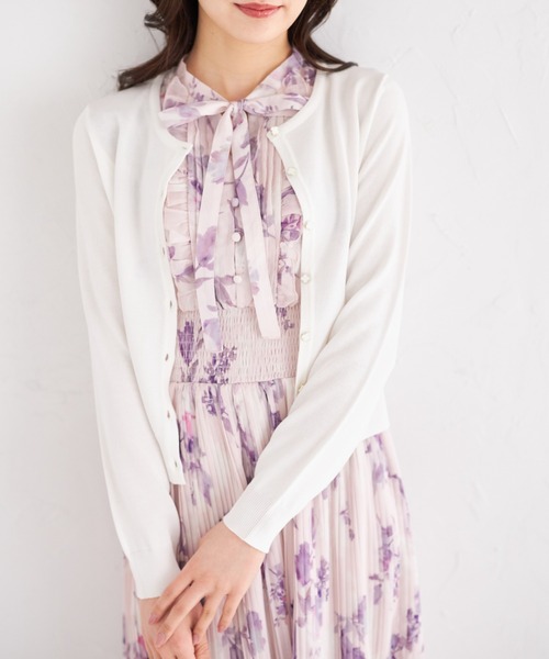 tocco closet(トッコ クローゼット)の「UVカット&接触冷感&ハンドウォッシュ♪超強撚フラワー釦カーディガン(カーディガン/ボレロ・レディース・ラベンダー/レモンイエロー/ネイビー/オフホワイト・M)」の8枚目の写真