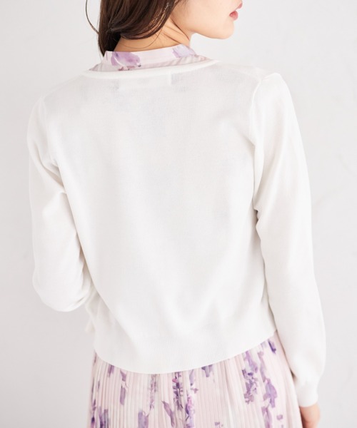 tocco closet(トッコ クローゼット)の「UVカット&接触冷感&ハンドウォッシュ♪超強撚フラワー釦カーディガン(カーディガン/ボレロ・レディース・ラベンダー/レモンイエロー/ネイビー/オフホワイト・M)」の9枚目の写真