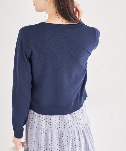 tocco closet(トッコ クローゼット)の「UVカット&接触冷感&ハンドウォッシュ♪超強撚フラワー釦カーディガン(カーディガン/ボレロ・レディース・ラベンダー/レモンイエロー/ネイビー/オフホワイト・M)」の14枚目の写真