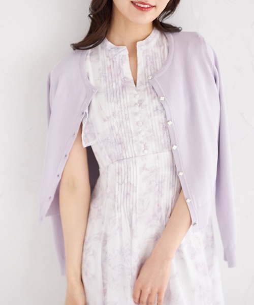 tocco closet(トッコ クローゼット)の「UVカット&接触冷感&ハンドウォッシュ♪超強撚フラワー釦カーディガン(カーディガン/ボレロ・レディース・ラベンダー/レモンイエロー/ネイビー/オフホワイト・M)」の17枚目の写真
