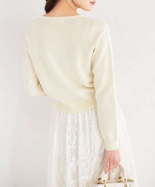 tocco closet(トッコ クローゼット)の「UVカット&接触冷感&ハンドウォッシュ♪超強撚フラワー釦カーディガン(カーディガン/ボレロ・レディース・ラベンダー/レモンイエロー/ネイビー/オフホワイト・M)」の22枚目の写真