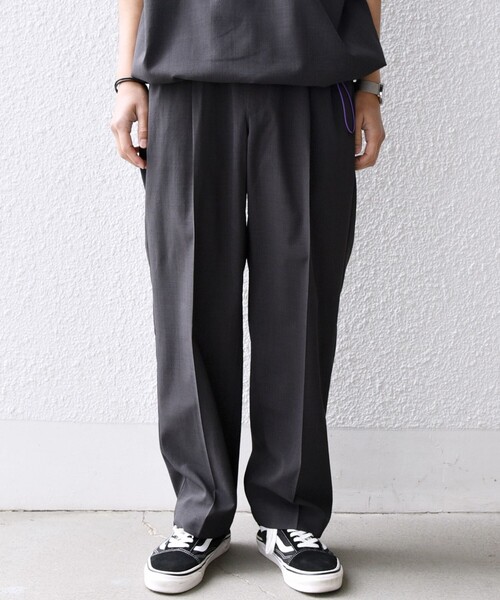 SHIPS any（シップス エニィ）の「SHIPS any:〈通気性/遮熱〉CALCULO サマートロピカル 2タック イージー パンツ(セットアップ対応)◇（その他パンツ・メンズ・ネイビー/ブラック/チャコールグレー・SMALL/MEDIUM/LARGE/X-LARGE）」の3枚目の写真