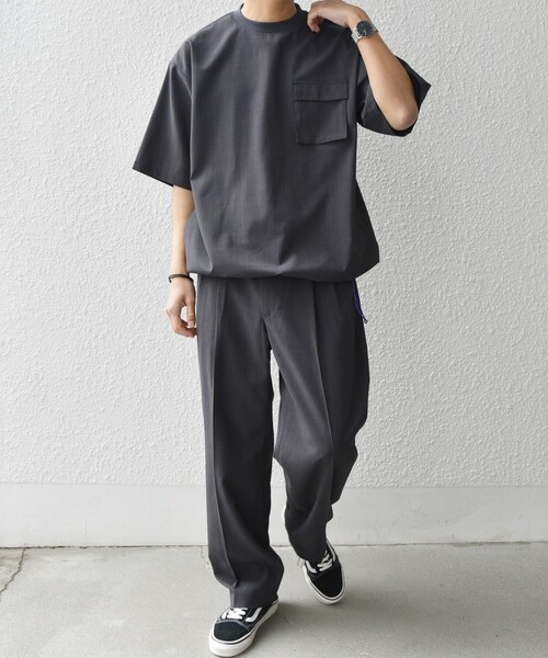 SHIPS any（シップス エニィ）の「SHIPS any:〈通気性/遮熱〉CALCULO サマートロピカル 2タック イージー パンツ(セットアップ対応)◇（その他パンツ・メンズ・ネイビー/ブラック/チャコールグレー・SMALL/MEDIUM/LARGE/X-LARGE）」の4枚目の写真