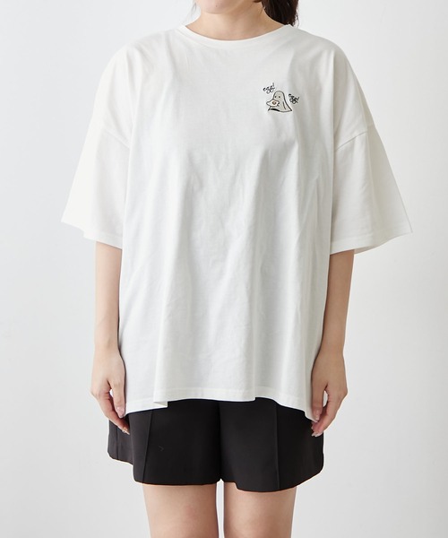 continuer de NICE CLAUP(コンティニューデナイスクラップ)の「おばけプリントBIGT(Tシャツ/カットソー・レディース・オフホワイト/ブルー/ピンク/スミクロ・FREE)」の14枚目の写真