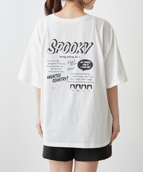continuer de NICE CLAUP(コンティニューデナイスクラップ)の「おばけプリントBIGT(Tシャツ/カットソー・レディース・オフホワイト/ブルー/ピンク/スミクロ・FREE)」の16枚目の写真