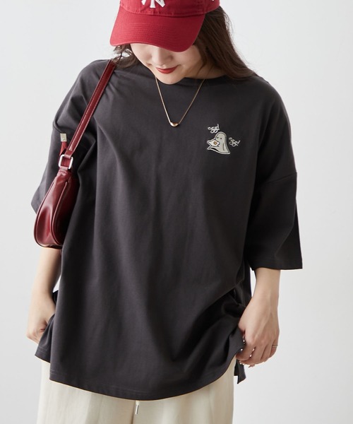 continuer de NICE CLAUP(コンティニューデナイスクラップ)の「おばけプリントBIGT(Tシャツ/カットソー・レディース・オフホワイト/ブルー/ピンク/スミクロ・FREE)」の6枚目の写真