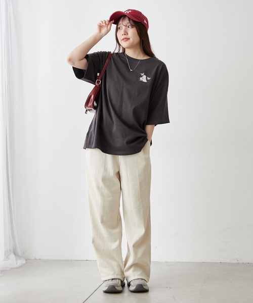 continuer de NICE CLAUP(コンティニューデナイスクラップ)の「おばけプリントBIGT(Tシャツ/カットソー・レディース・オフホワイト/ブルー/ピンク/スミクロ・FREE)」の7枚目の写真