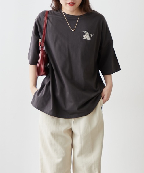 continuer de NICE CLAUP(コンティニューデナイスクラップ)の「おばけプリントBIGT(Tシャツ/カットソー・レディース・オフホワイト/ブルー/ピンク/スミクロ・FREE)」の8枚目の写真