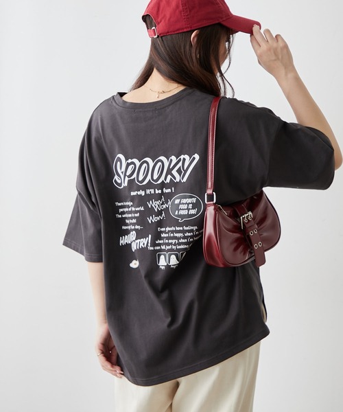 continuer de NICE CLAUP(コンティニューデナイスクラップ)の「おばけプリントBIGT(Tシャツ/カットソー・レディース・オフホワイト/ブルー/ピンク/スミクロ・FREE)」の11枚目の写真