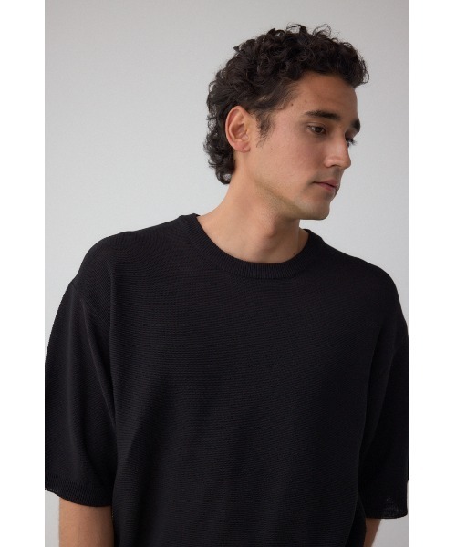AZUL by moussy(アズールバイマウジー)の「ベーシックガーター5分袖ニット(ニット/セーター・メンズ・グリーン/ブラック/ライトグレー・MEDIUM/LARGE)」の4枚目の写真