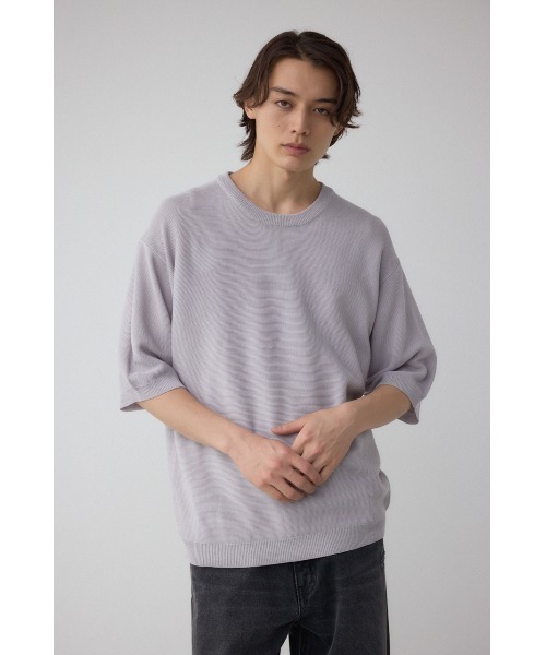 AZUL by moussy(アズールバイマウジー)の「ベーシックガーター5分袖ニット(ニット/セーター・メンズ・グリーン/ブラック/ライトグレー・MEDIUM/LARGE)」の14枚目の写真