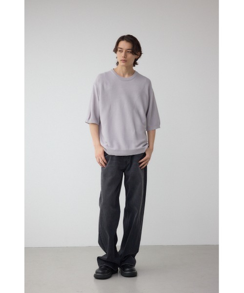 AZUL by moussy(アズールバイマウジー)の「ベーシックガーター5分袖ニット(ニット/セーター・メンズ・グリーン/ブラック/ライトグレー・MEDIUM/LARGE)」の15枚目の写真