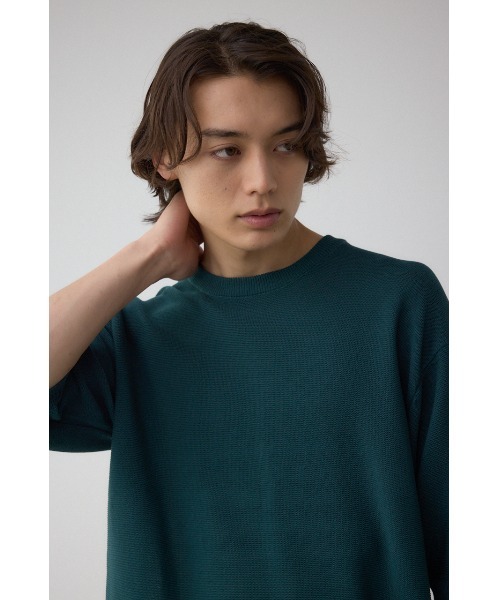 AZUL by moussy(アズールバイマウジー)の「ベーシックガーター5分袖ニット(ニット/セーター・メンズ・グリーン/ブラック/ライトグレー・MEDIUM/LARGE)」の22枚目の写真