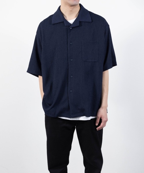 SKKONE(スコーネ)の「楊柳 オープンカラー オーバーサイズシャツ 半袖(シャツ/ブラウス・メンズ・モカ/ネイビー/ブラック・LL/L/M)」の14枚目の写真