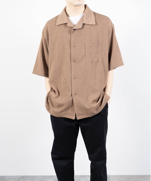 SKKONE(スコーネ)の「楊柳 オープンカラー オーバーサイズシャツ 半袖(シャツ/ブラウス・メンズ・モカ/ネイビー/ブラック・LL/L/M)」の5枚目の写真