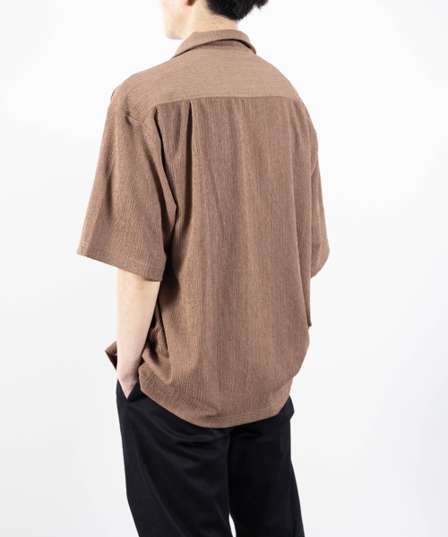 SKKONE(スコーネ)の「楊柳 オープンカラー オーバーサイズシャツ 半袖(シャツ/ブラウス・メンズ・モカ/ネイビー/ブラック・LL/L/M)」の8枚目の写真