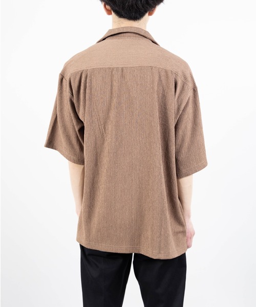 SKKONE(スコーネ)の「楊柳 オープンカラー オーバーサイズシャツ 半袖(シャツ/ブラウス・メンズ・モカ/ネイビー/ブラック・LL/L/M)」の7枚目の写真