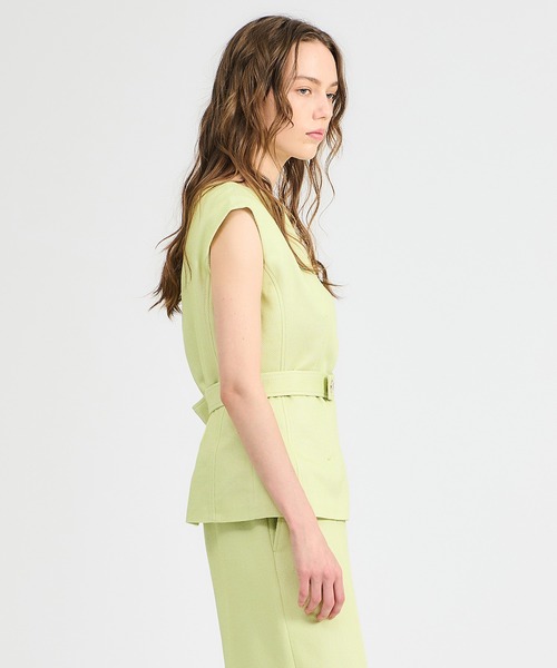 ESTNATION（エストネーション）の「ESTNATION / サマー ツイード ノースリーブ プルオーバー（シャツ/ブラウス・レディース・ライトグリーン/ホワイト/ネイビー・36/38）」の4枚目の写真